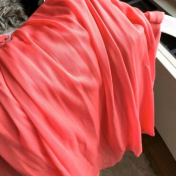 Bridesmaid Sz 10 Guava Short Mesh Crisscross Back - Picture 3 of 4